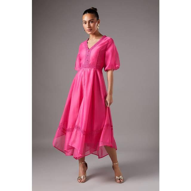 Button Front Hanky Hem Dress - Pink - 10