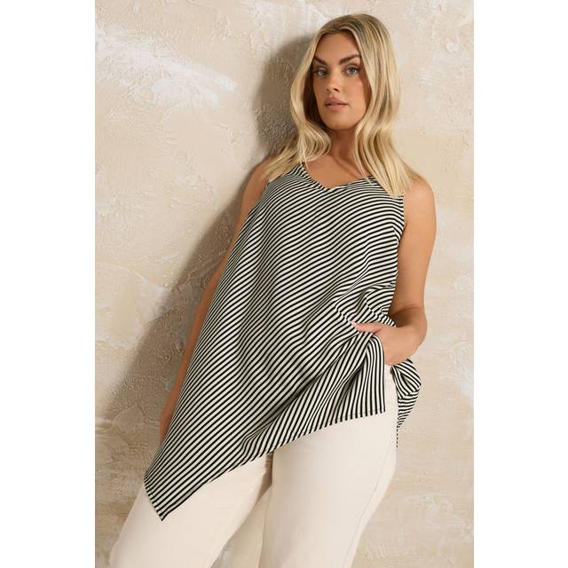 Yours Curve Black Stripe Print Vest Top, Women's Curve & Plus Size, Yours - 16