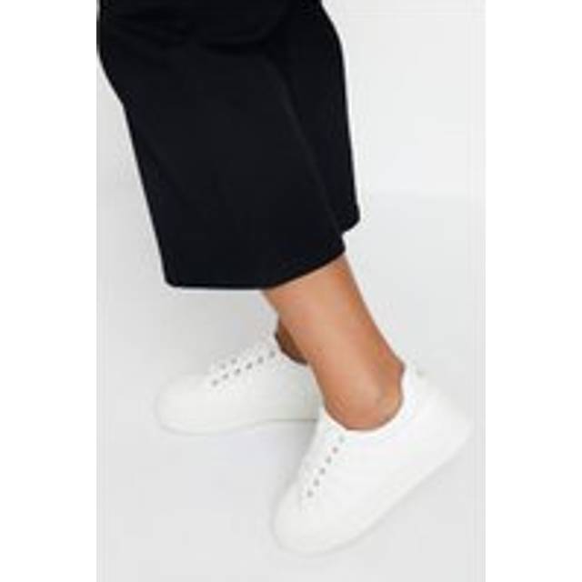 White Quilted Design Trainers In Wide E Fit & Extra Wide eee Fit - 9E