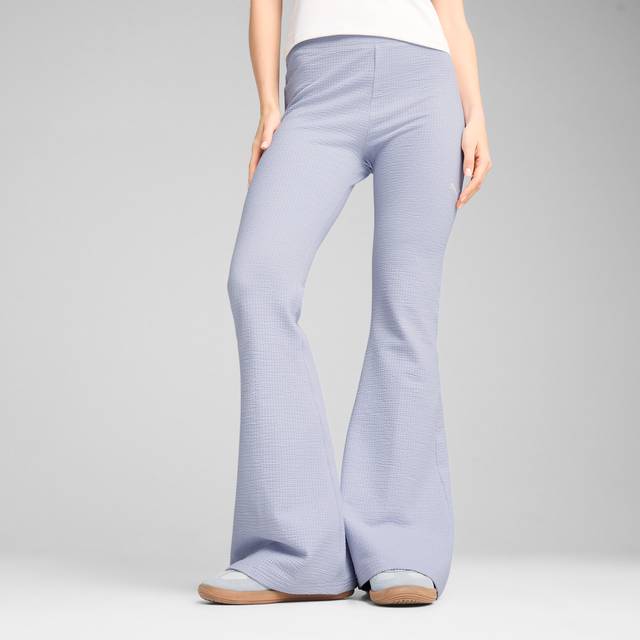 Women's Puma DARE TO Textured Flared Leggings, Blue, Size L, Women