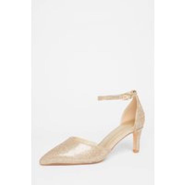 Gold Wide Fit Diamante Court Heels - 5