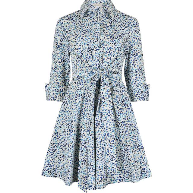 Apricot Women's Blue Floral Print Poplin Mini Shirt Dress New Look - UK 10