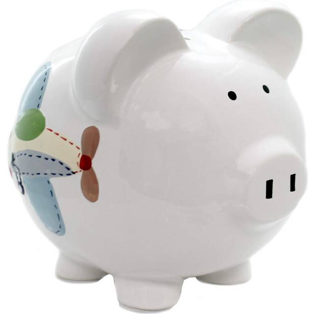 child to cherish ceramic Piggy Bank for Boys, Airplane, Large