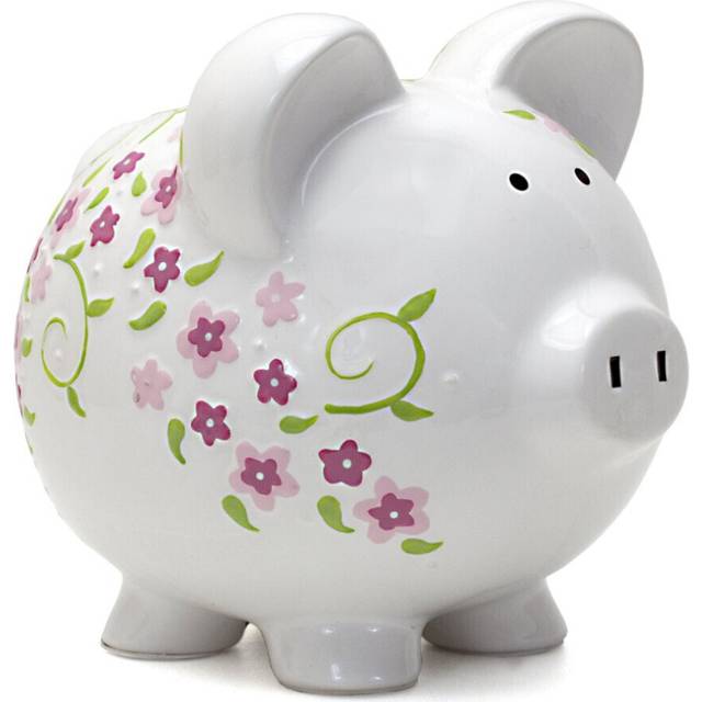 Child to Cherish Ceramic Piggy Bank for Girls, Shabby Chic