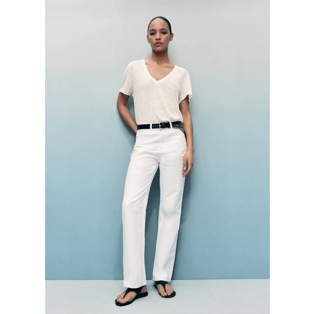 Matilda medium-rise straight-fit jeans white - Woman - 8 - MANGO - White