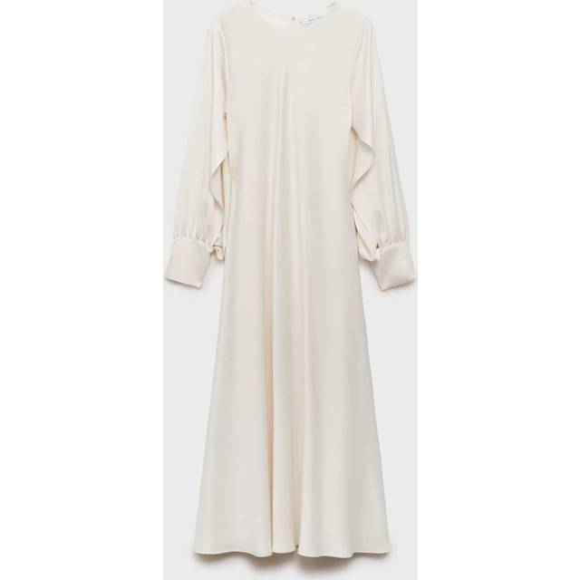 Satin dress with slit sleeves off white - Woman - 8 - MANGO - Off White
