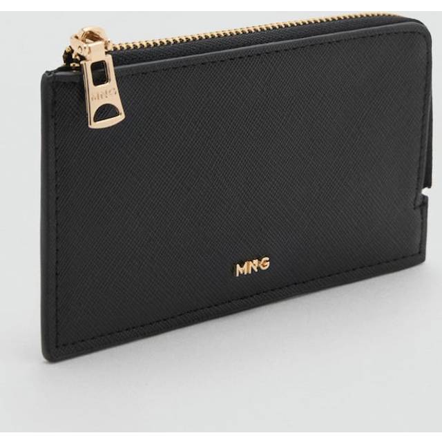 Saffiano-effect card holder with zip black - Woman - One size - MANGO - Black - U