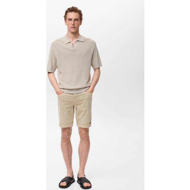 Slim-fit denim bermuda shorts sand - Man - 34 - MANGO MAN - Sand