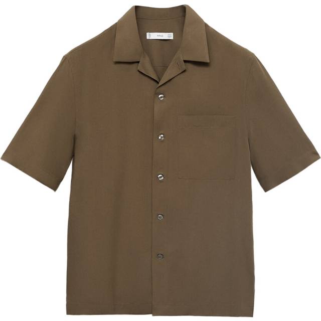 Regular-fit lyocell shirt brown - Man - XS - MANGO MAN - Brown
