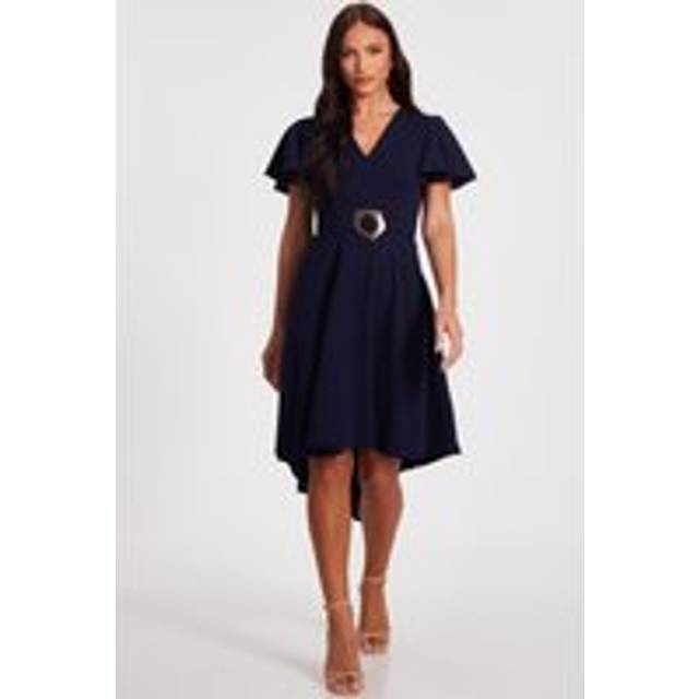 Navy Dip Hem Midi Dress - 10