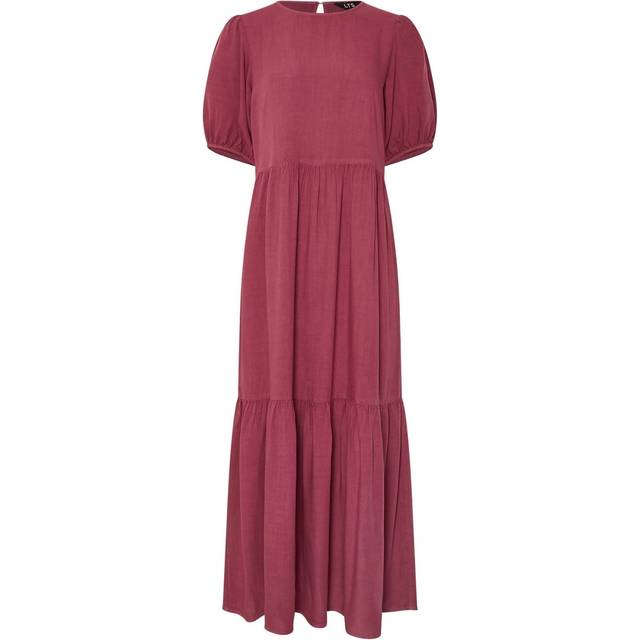 Lts Tall Dark Red Puff Sleeve Tiered Midaxi Dress 14 Lts | Tall Women's Midaxi Dresses