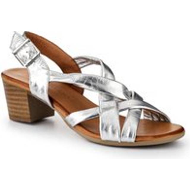 Leather Block-Heeled Sandals - METIN41002 / 327 522 - Silver
