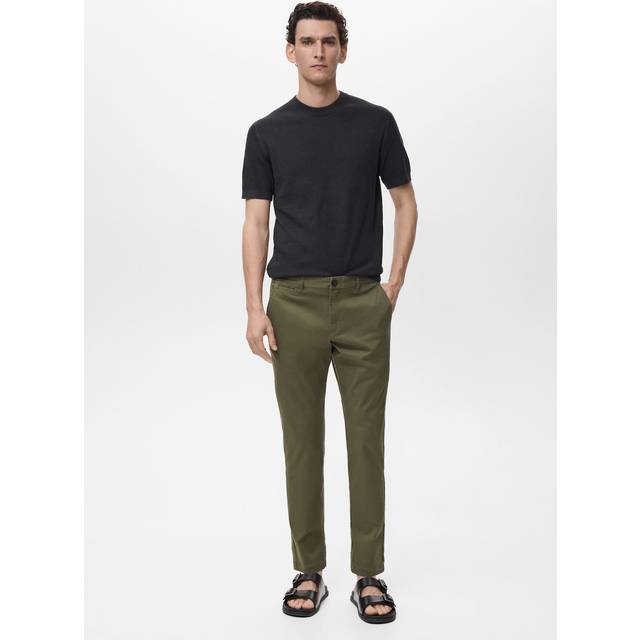 Prato cropped tapered chino trousers khaki - Man - 34 - MANGO MAN - Khaki