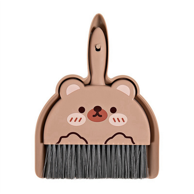 Mini Broom Dustpan Kids Cute Cartoon Small Cleaning Set Pretend Play Toys Toddler Little Housekeeping Helper Bear