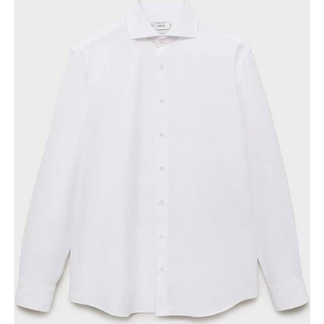 100% cotton dress shirt white - Man - XS - MANGO MAN - White