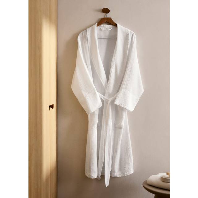 Soft cotton bathrobe white - Home - S - MANGO HOME - White