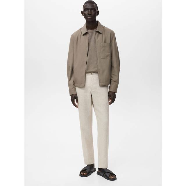 Slim-fit 100% linen trousers ecru - Man - 29 - MANGO MAN - Ecru