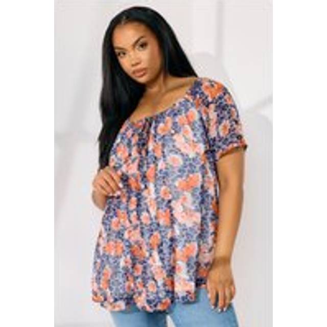 Yours Curve Blue Animal Print Pintuck Tie Neck Blouse, Women's Curve & Plus Size, Yours - 20