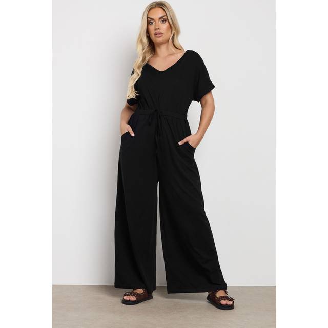 Yours Curve Black Wide Leg Jumpsuit, Women's Curve & Plus Size, Yours - 26-28