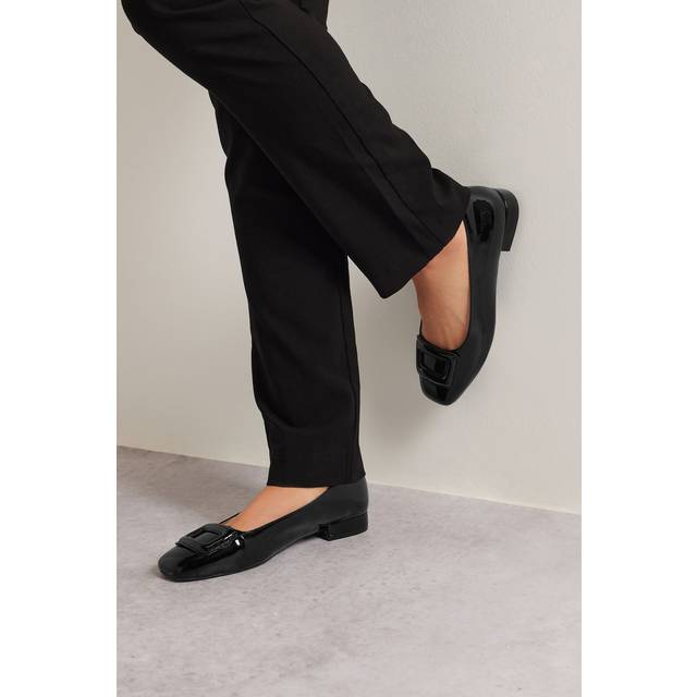 Lts Black Patent Square Toe Flats In Standard Fit Standard > 11 Lts | Tall Women's Flats - Standard 11