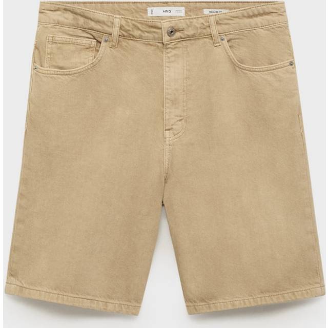 Denim relaxed-fit bermuda shorts beige - Man - 36 - MANGO MAN - Beige