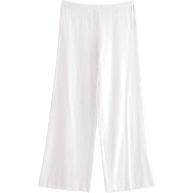 LINDEX Vid Pyjamasbukse I Pointelle |Vit |L