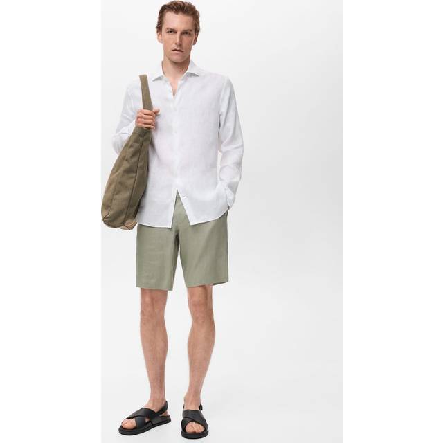100% linen slim-fit shirt white - Man - XXL - MANGO MAN - White