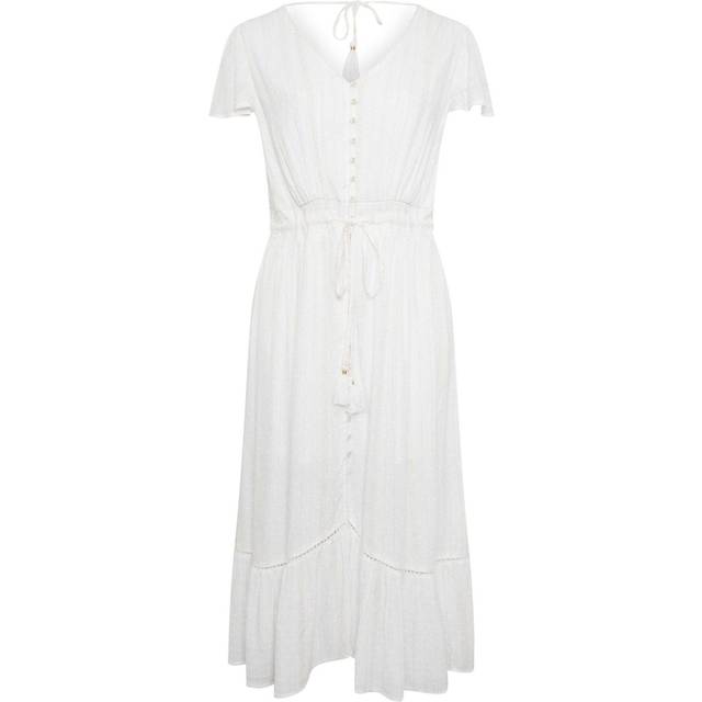 Yours Curve White Dobby Tie Front Maxi Dress, Women's Curve & Plus Size, Yours - 20