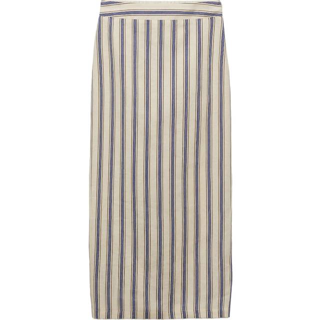 Striped linen skirt ecru - Woman - 10 - MANGO - Ecru