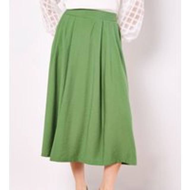 Womens Pleated A-Line Midi Skirt - Green - 16