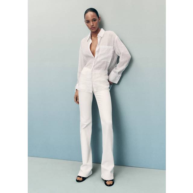 Fiona flared mid-rise jeans white - Woman - 4 - MANGO - White