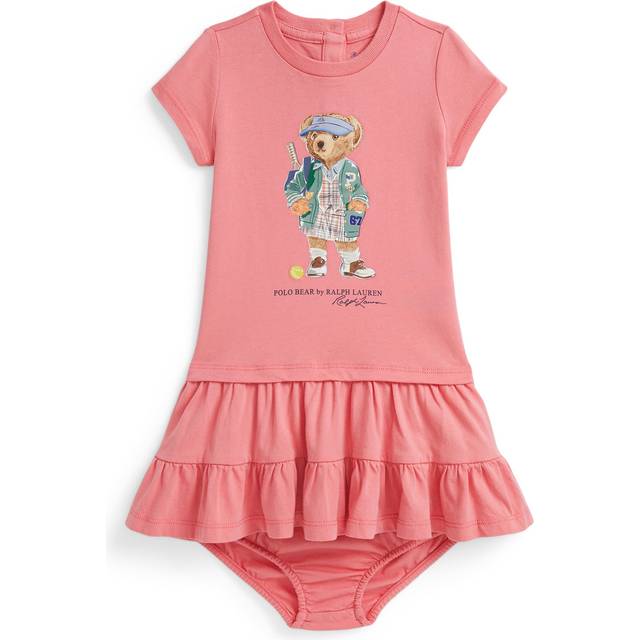 Polo Ralph Lauren Baby Girls Bear Tier Dress - Pink, Pink, Size 3 Months - 3 MONTHS