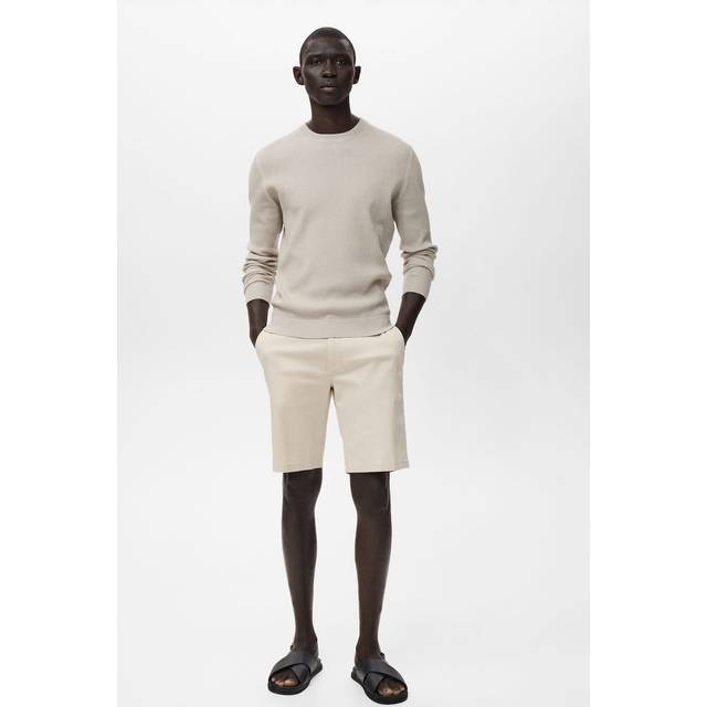Slim-fit chino cotton bermuda shorts beige - Man - 36 - MANGO MAN - Beige