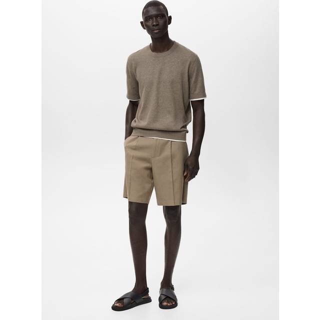 100% linen bermuda shorts brown - Man - 31 - MANGO MAN - Brown