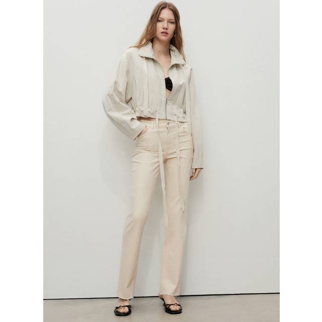 Sienna flared cropped jeans ecru - Woman - 16 - MANGO - Ecru