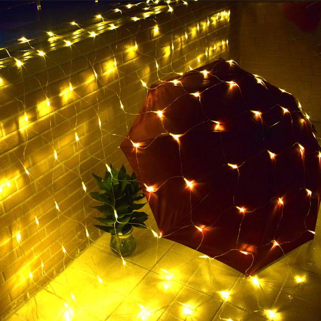 (Warm White, EU Plug) LED Net Mesh Fairy String Light Outdoor Garden Curtain Lamp Christmas Festival Decor 220-240V Christmas Decorations Clearance Ch