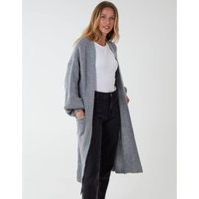 Edge to Edge Knitted Long Cardigan - S/M / GREY