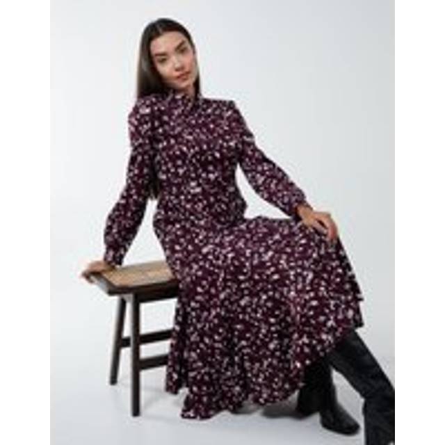 Womens Shirt Midi Dress With Godet Hem - Red - 14