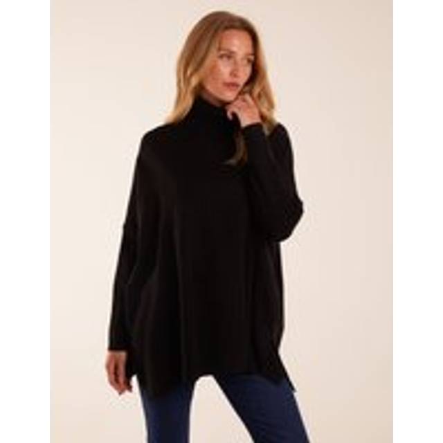 Blue Vanilla Womens High Neck Boxy Jumper - Black Viscose/Polyester - Size Medium/Large