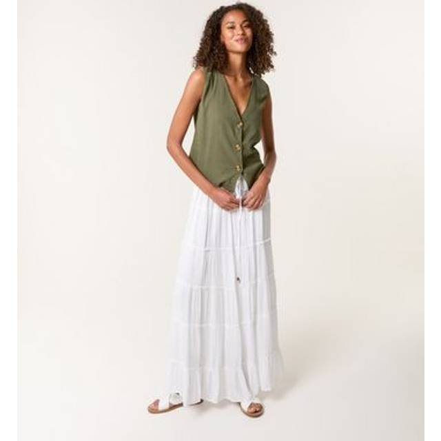 Blue Vanilla Women's White Tiered Maxi Skirt New Look - S