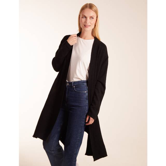 Womens Midi Length Cardigan - Black - S/M