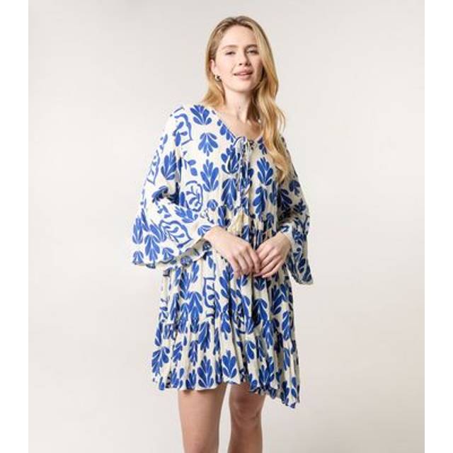 Blue Vanilla Blue Tie Front Smock Dress