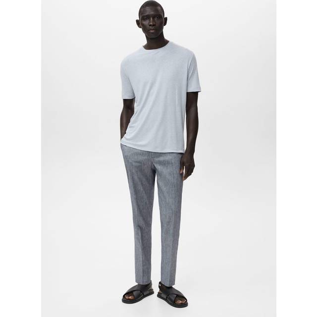 Linen slim-fit t-shirt aqua green - Man - S - MANGO MAN - Aqua Green