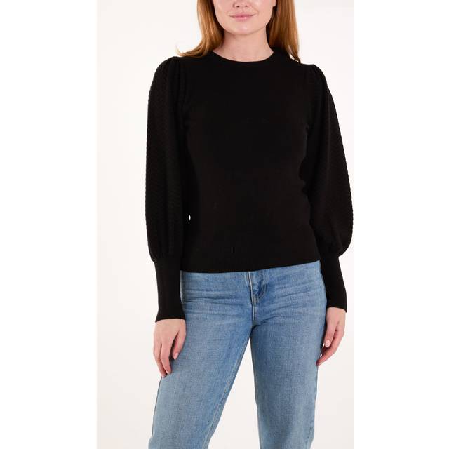 Black Balloon Sleeve Knit Jumper - M/L