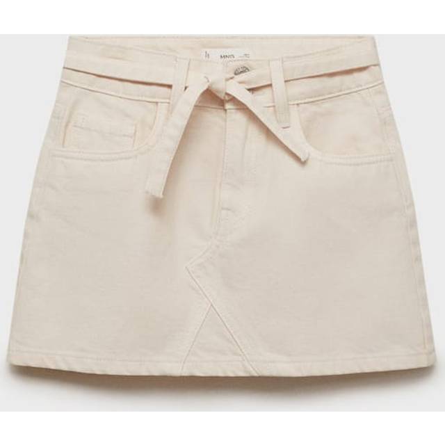 Denim skirt with bow ecru - Kids - 10 - MANGO KIDS - Ecru