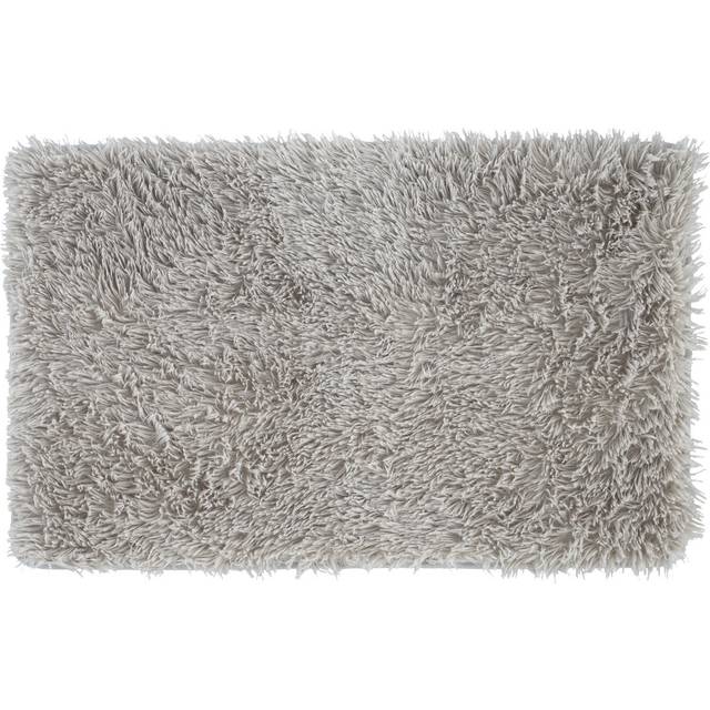 Cuddly Faux Fur Rectangle Bath Mat - Silver