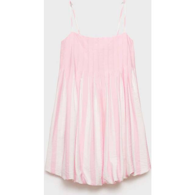 Short striped balloon dress pastel pink - Woman - 8 - MANGO - Pastel Pink