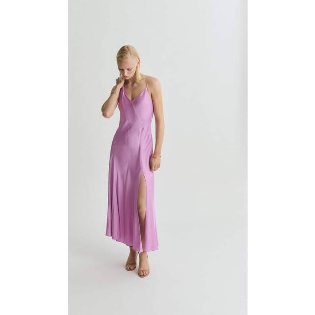 Asymmetrical satin dress light/pastel purple - Woman - 12 - MANGO - Light/Pastel Purple