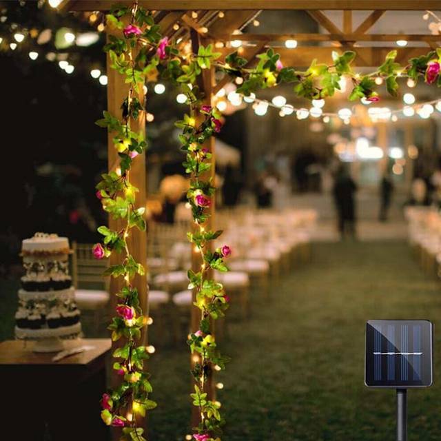 Solar LED String Lights Outdoor Rose Rattan Fairy Light 2.3M 20LEDs IP65 Waterproof Wedding Garden Christmas Party Garland Outdoor Patio Decoration