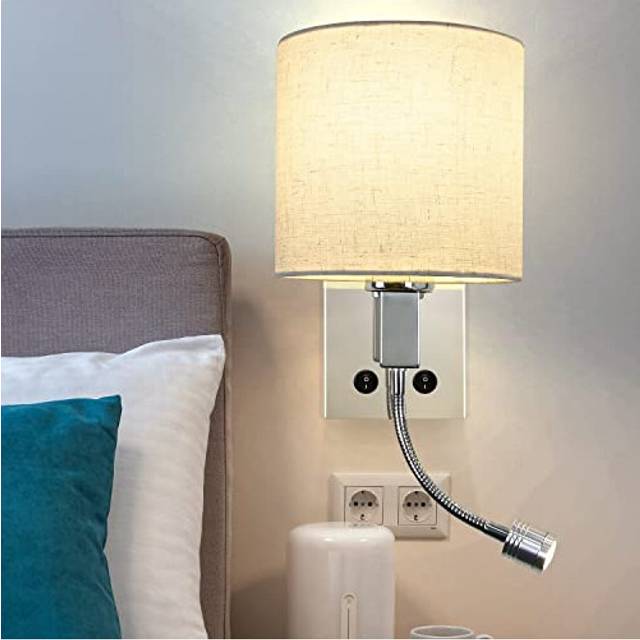 ZMH LED Wall Light Bedside Wall Lamp Reading Light Wall Lamp Flexible LED Reading Lamp Adjustable Reading Light White 2 Switches Modern Sconces E27